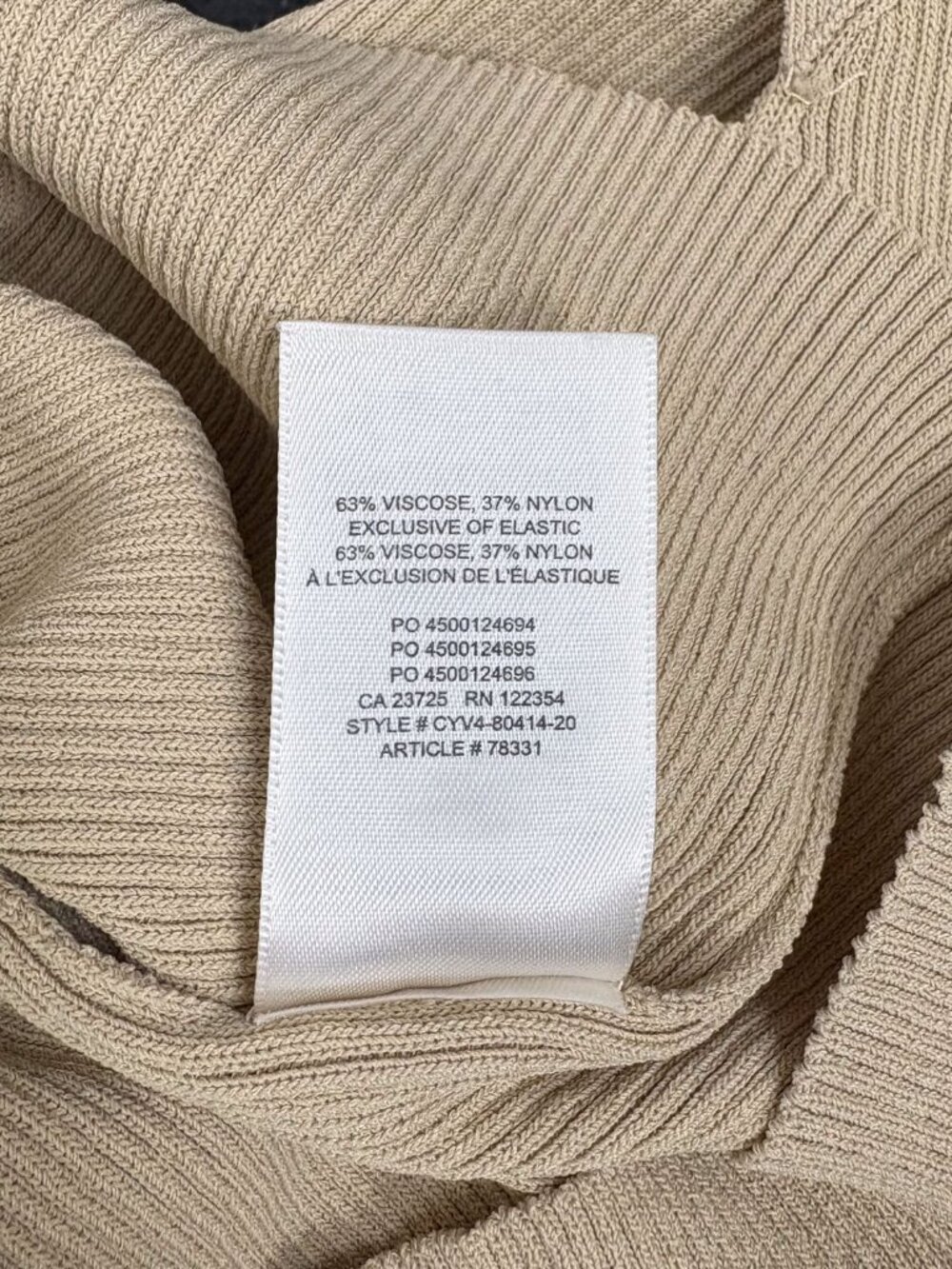 Aritzia Wilfred Womens Ribbed Bodycon Midi Dress Low Back Tan Size Small - Picture 8 of 8